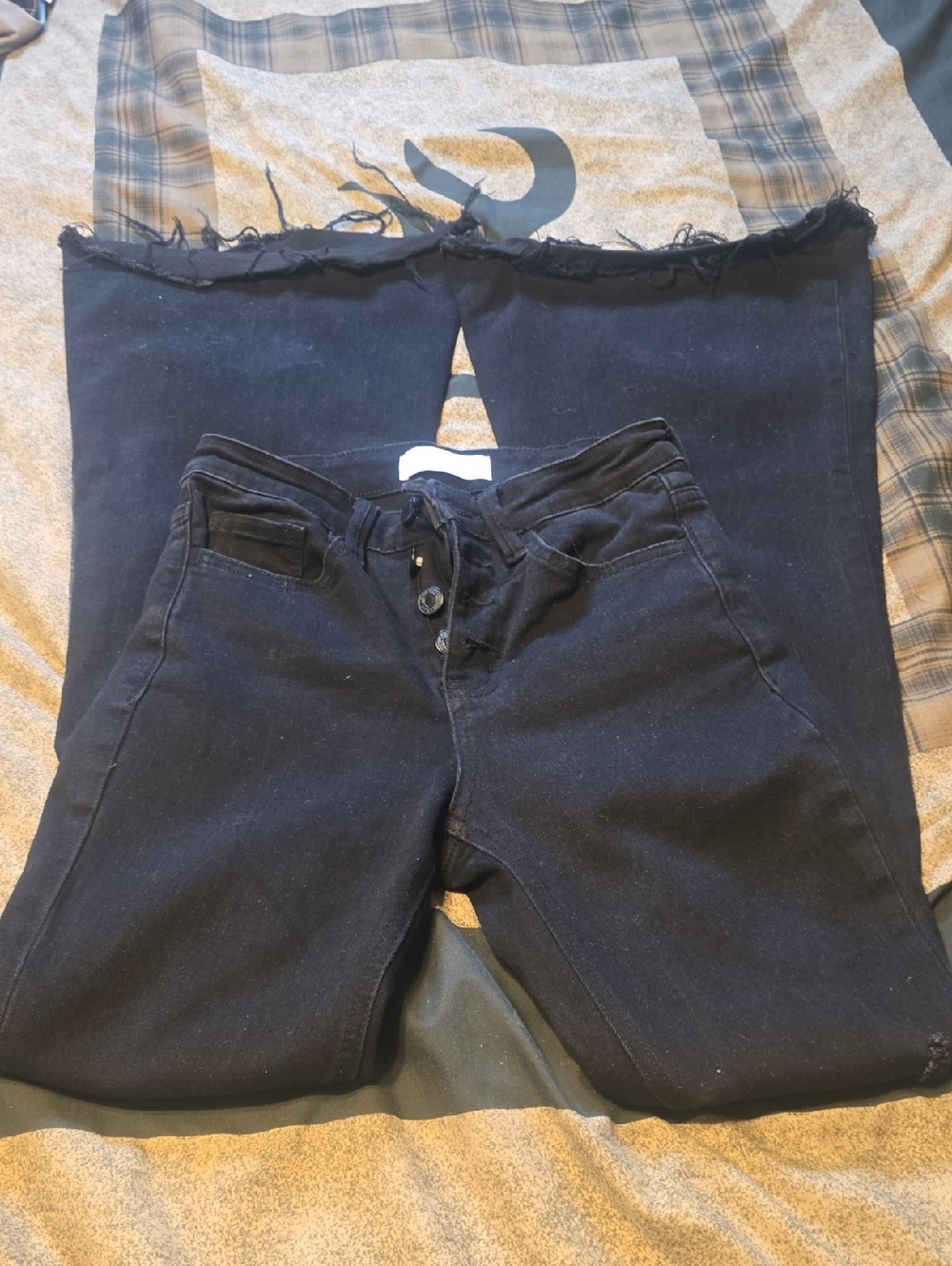 Women’s High-Rise Black Frayed-Hem Jeans New  Size 25